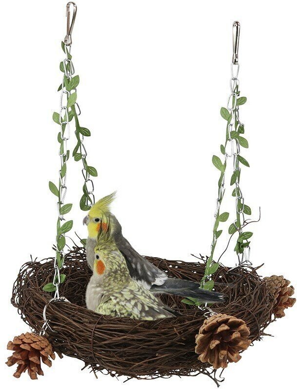 Гнездо подвесное для птиц, Bentfores (28 х 22 х 22 см, коричневый/зеленый, 34302) - фотография № 1