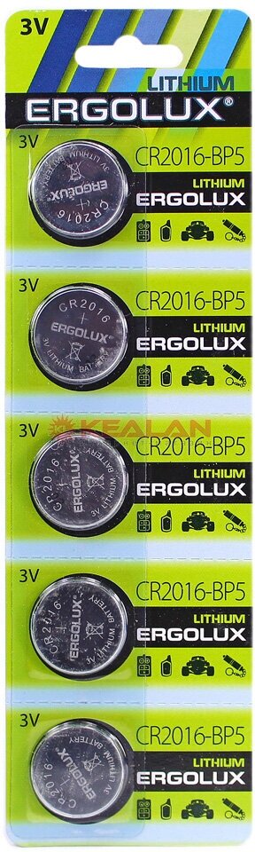 CR2016 Батарейка ERGOLUX Lithium CR2016-BP5, 5 шт. 75мAч - фото №5