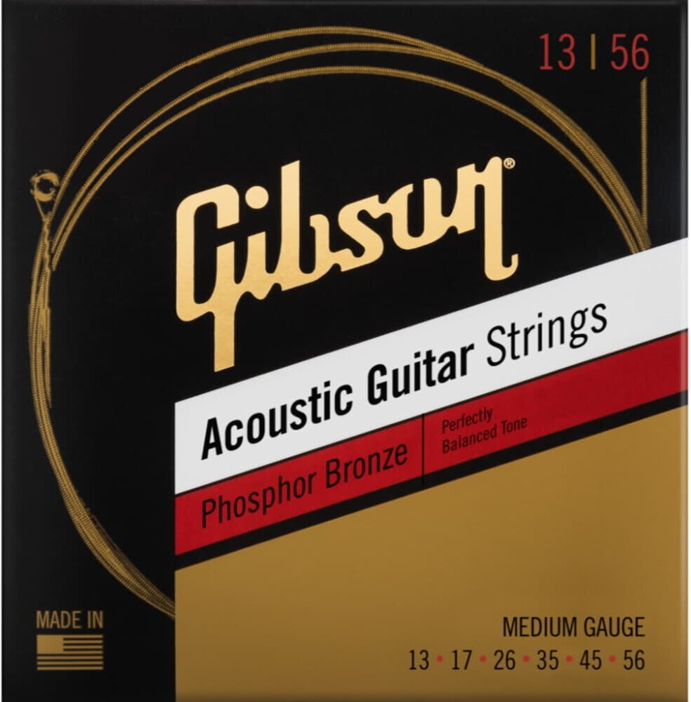 Струны для акустической гитары GIBSON Phosphor Bronze Acoustic Guitar Strings Medium 13-56