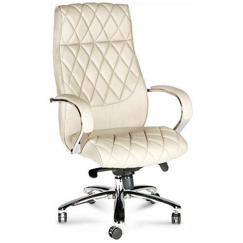 фото Кресло руководителя бонд (ivory) сталь + хром / слоновая кость экокожа norden chairs