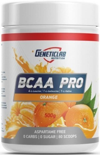 Аминокислоты BCAA (БЦАА), Geneticlab Nutrition, BCAA Pro, 500 г, Апельсин