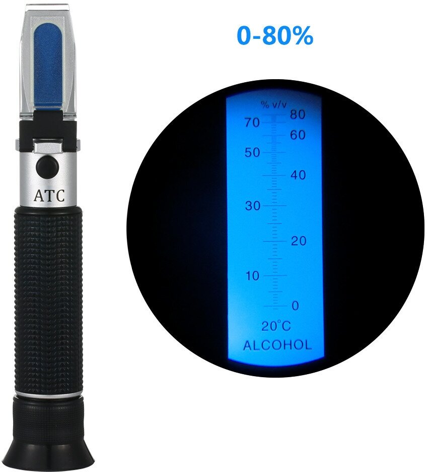 Рефрактометр измерения спирта (0-80°C)