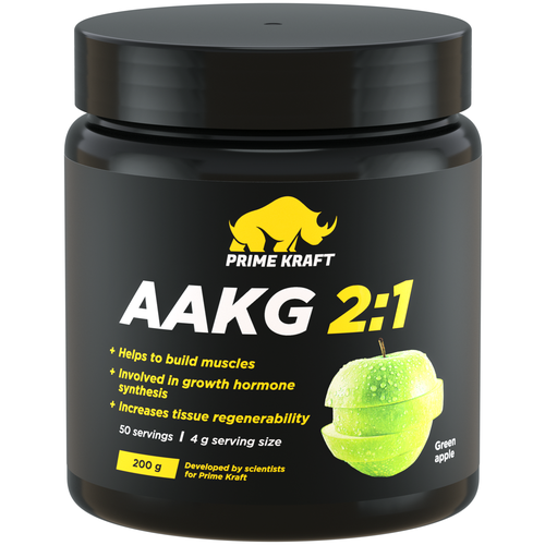 Аминокислотный комплекс Prime Kraft AAKG 2:1, зеленое яблоко, 200 гр. bcaa prime kraft 2 1 1 зеленое яблоко 150 гр