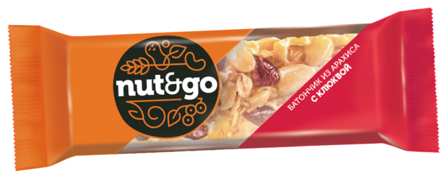 Nut and Go, Нат энд Гоу, батончик с арахисом и клюквой, 42 г (18 шт. в упаковке) - фотография № 2