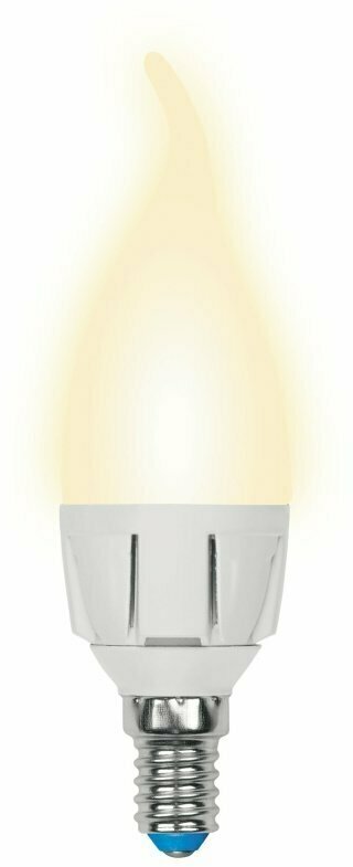Светодиодная лампа свеча на ветру Белый теплый 7W UL-00002416 LED-CW37 7W/WW/E14/FR PLP01WH яркая