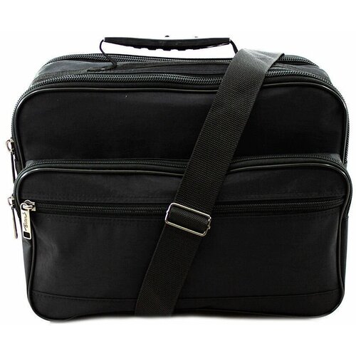 фото Сумка саквояж bitex повседневная, текстиль, полиэстер, вмещает а4, черный