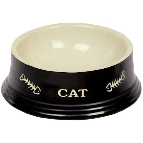 Миска для кошек Nobby "Cat", цвет: черный, светло-бежевый, 140 мл