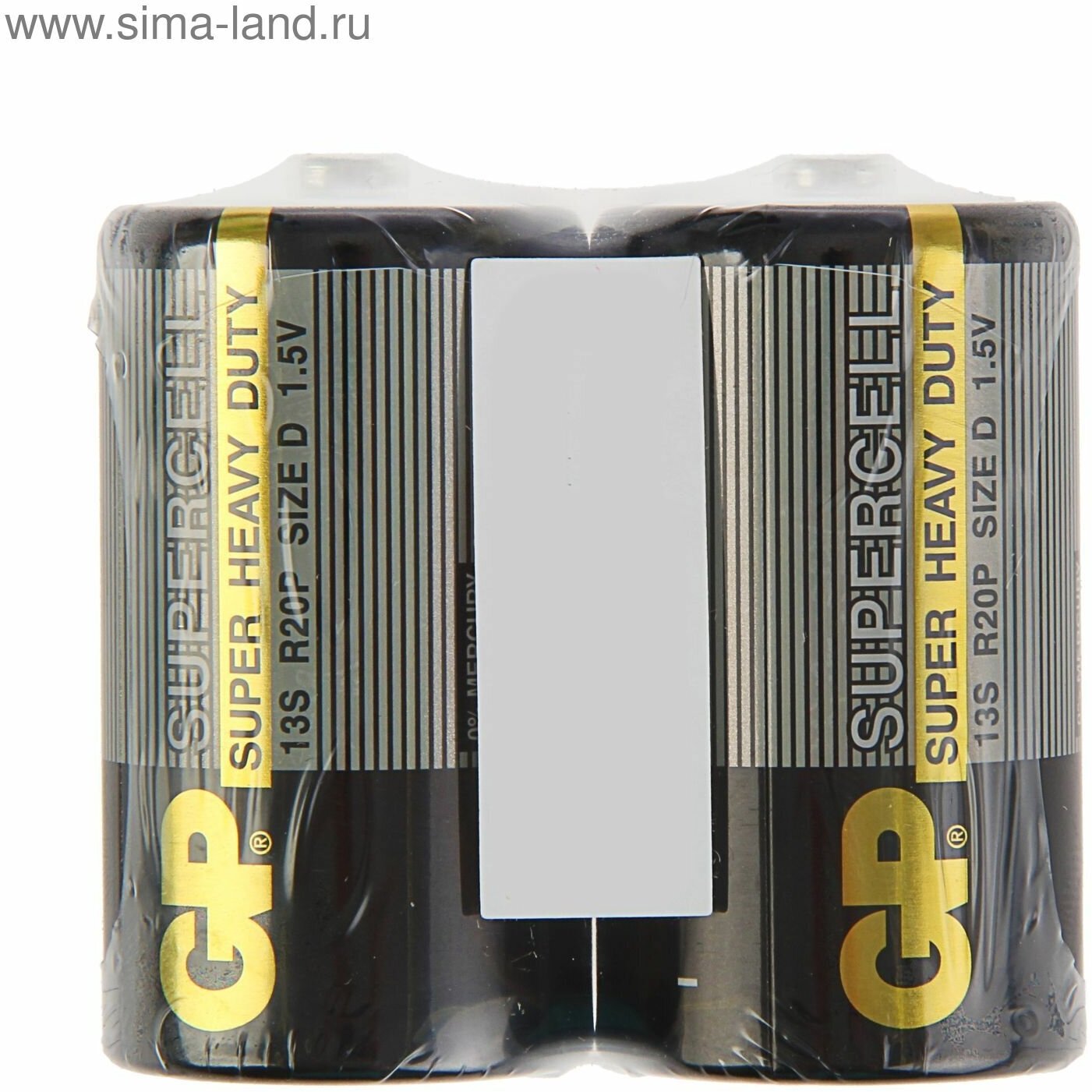 Батарейка солевая GP Supercell Super Heavy Duty, 13S R20Р, 1.5В, спайка, 2 шт.