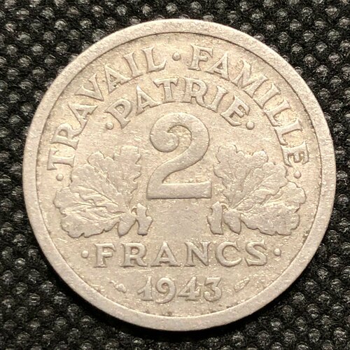 Монета Франция 2 Франка 1943 год #2-3 монета франция 2 франка 1943 год 2 4