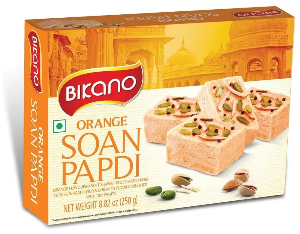 Халва с орехами "Соан Папди Оранж" (Soan Papdi Orange) Bikano | Бикано 250г