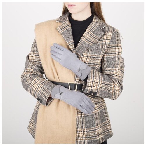 фото Перчатки жен, 23,5 см, безразмер, без утеплителя, манжет резинка, прямоугольник пряжка, св-серый 549 сима-ленд