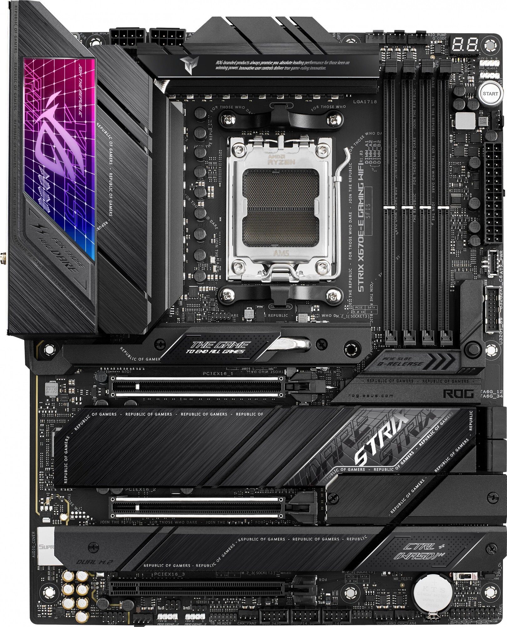 ASUS Материнская плата Asus ROG STRIX X670E-E GAMING WIFI SocketAM5 AMD X670 4xDDR5 ATX AC`97 8ch(7.1) 2.5Gg RAID+HDMI+DP ROG STRIX X670E-E GAMING WIFI