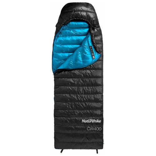 Спальный мешок Naturehike CW400 Mummy Goose Down NH18C400-D (M), black, молния с правой стороны