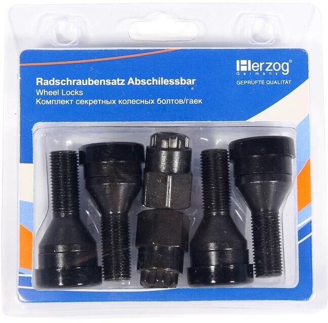 Секретки колесные болт m12x1.25x25 черный herzog hl1 1040