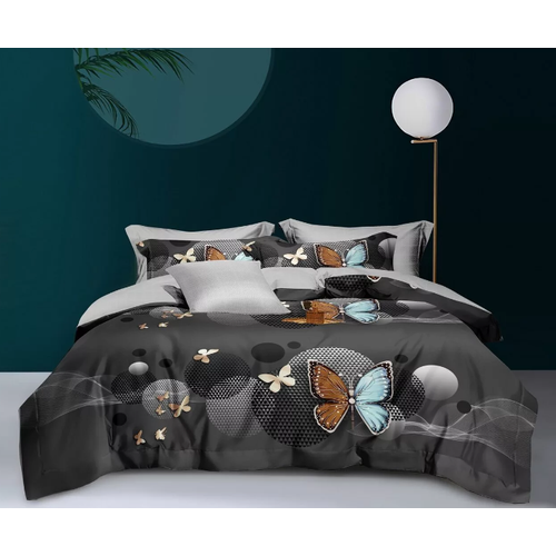Комплект постельного белья Поплин рис. 1236 бабочки 2-спальный хлопок Элис Текстиль