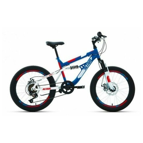 Велосипед ALTAIR MTB FS 20 D (20 6 ск. рост. 14) 2022, синий/красный, RBK22AL20048 велосипед altair mtb ht 20 2 0 d 20 6 ск рост 10 5 2022 темно синий серебристый ibk22al20081