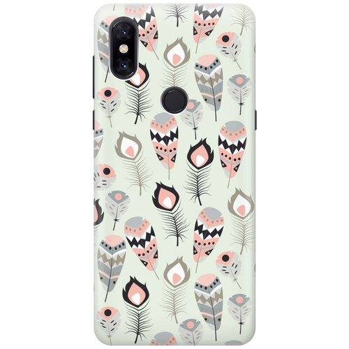 фото Cиликоновый чехол на xiaomi mi mix 3 / сяоми ми микс 3 с принтом "перья бохо" gosso