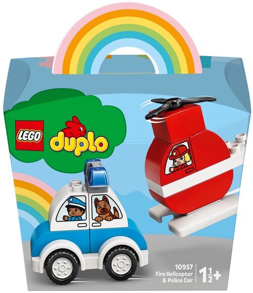 Конструктор LEGO DUPLO Creative Play 10957 Мой первый пожарный вертолет и полицейский автомобиль, 14 дет.