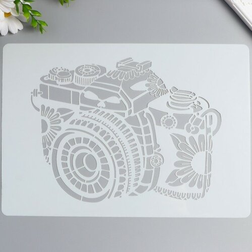 Трафарет пластик Фотоаппарат цветочный 297х21 см 5шт 564₽