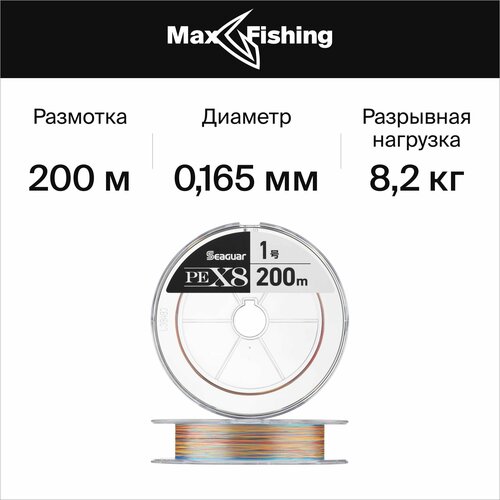 Плетеный шнур для рыбалки Kureha Seaguar PE X8 #1 0,165мм 200м (multicolor) / Сделано в Японии