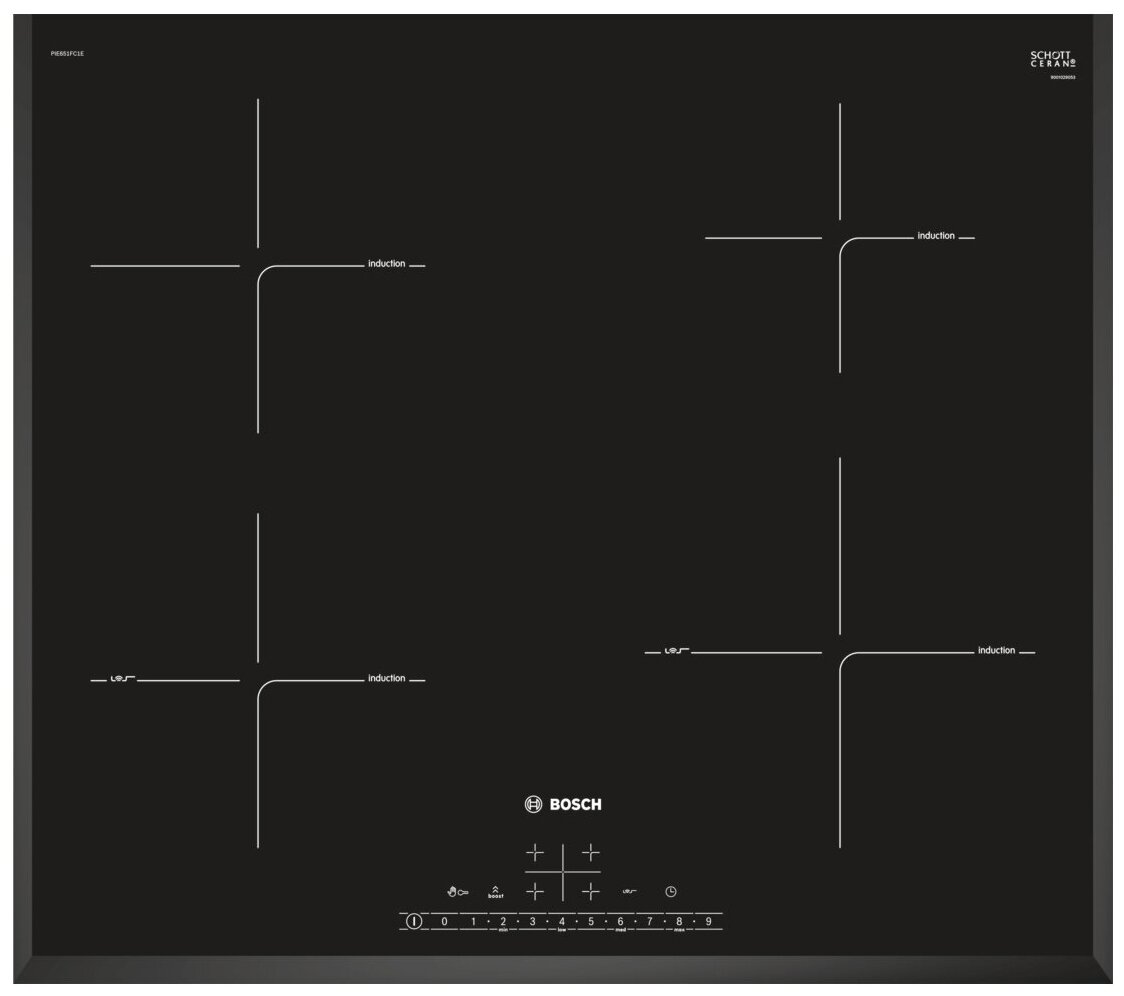 Индукционная варочная панель BOSCH PIE651FC1E, черный.