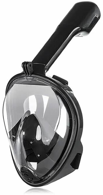 Маска для плавания / снорклинга / дайвинга на всё лицо с трубкой и креплением для экшн-камеры L/XL, черный