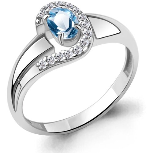 фото Кольцо diamant online, серебро, 925 проба, фианит, топаз, размер 17, бесцветный