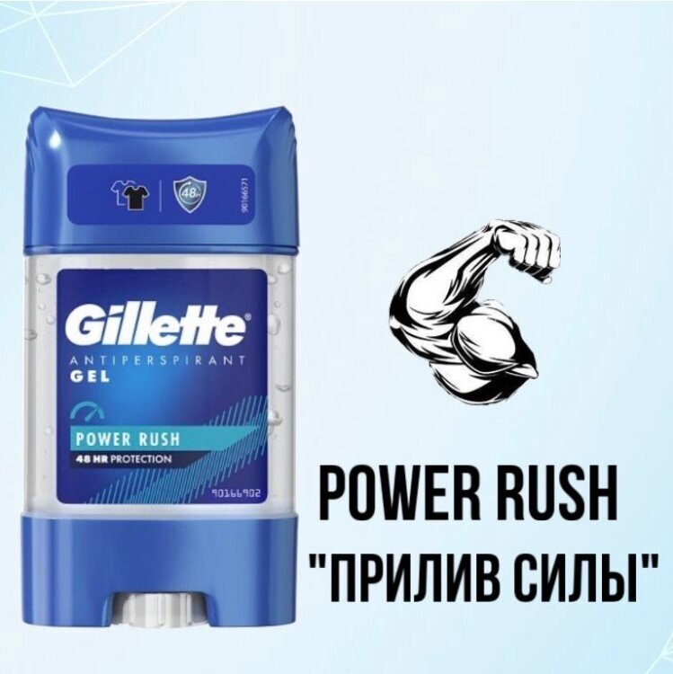 Гелевый дезодорант-антиперспирант Gillette Power Rush, 70 мл - фото №8