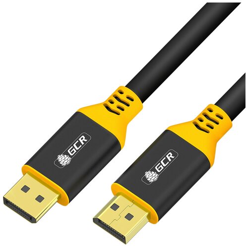 GCR Кабель 0.5m DisplayPort v1.2, черный, AL case, желтый ПВХ, 28/28 AWG
