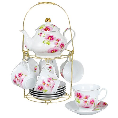 Набор чайный Ф5-013К/13 13 пр Орхидея на мет.подстав