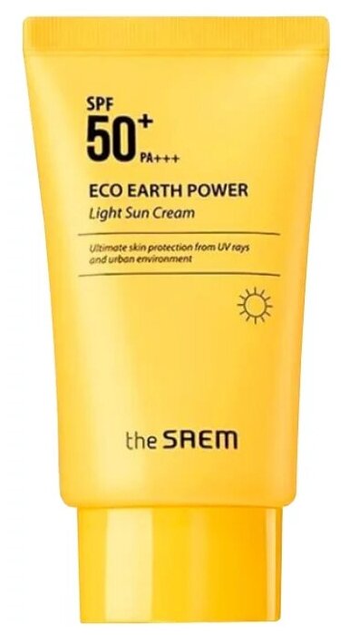 Легкий солнцезащитный крем The Saem Eco Earth Power Light Sun Cream SPF50+ PA+++, 50 г