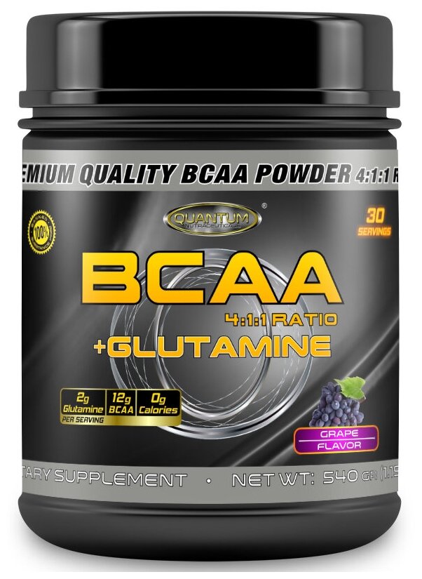 БЦАА с глютамином Quantum Nutraceuticals BCAA + Glutamine - 540 грамм, виноград (30 порций)