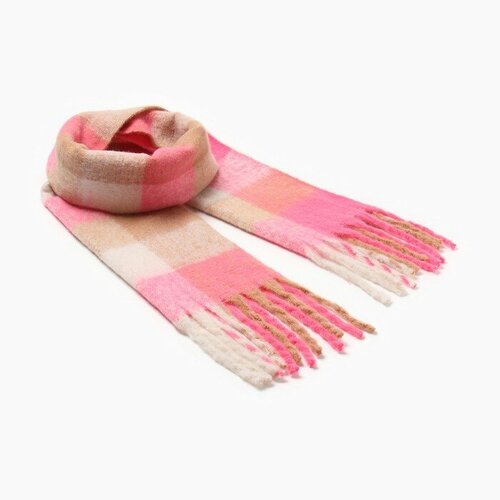 Шарф Minaku,210х38 см, розовый, бежевый шарф 210х35 см бежевый розовый