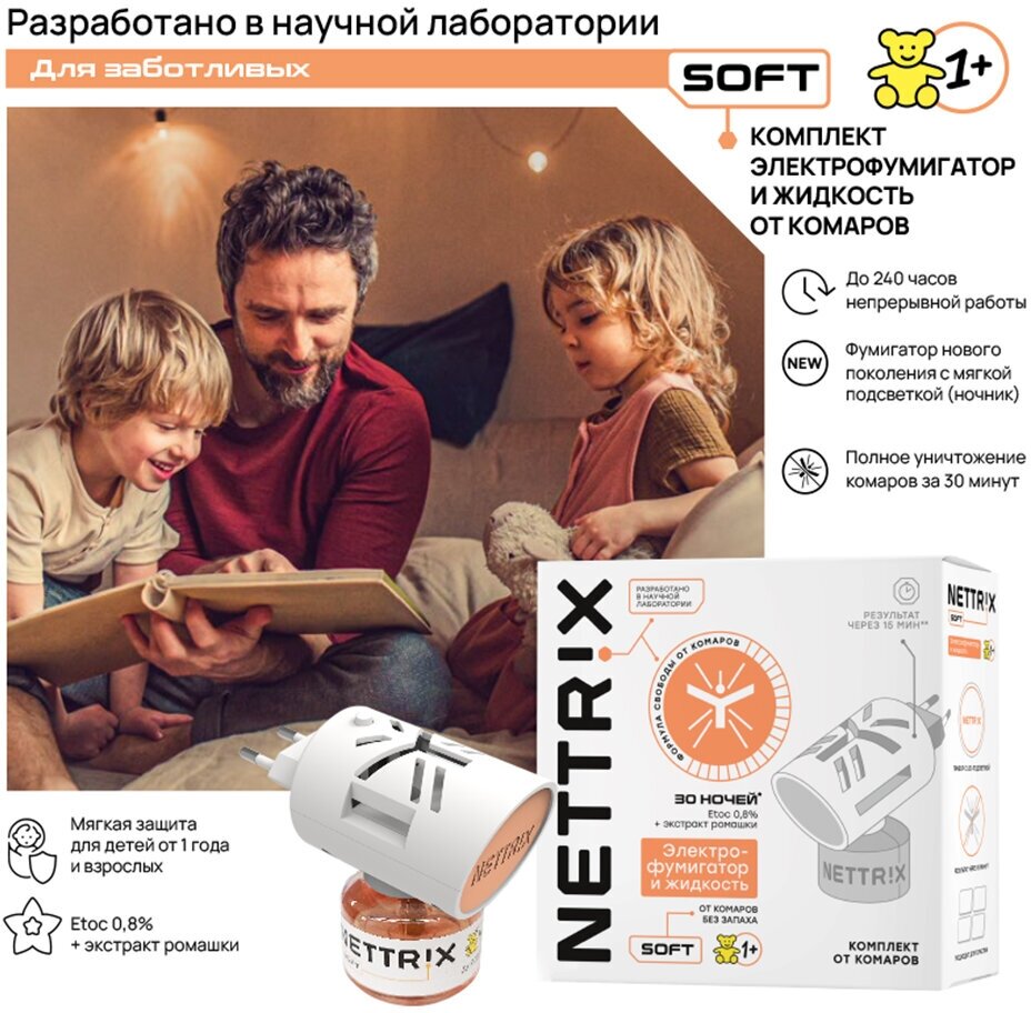 Набор электрофумигатор и жидкость 30 ночей NETTRIX Soft - фотография № 3