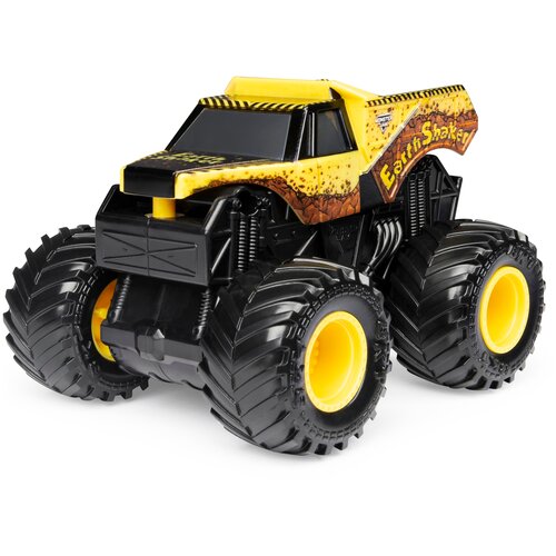 Монстр-трак Monster Jam Click & Flip Earth Shaker, 6061852 1:43, 15.2 см, желтый/черный монстр трак 1 toy драйв т10957 т10958 1 18 33 см черный синий