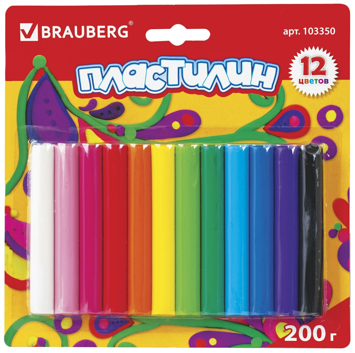 Пластилин BRAUBERG 12 цветов 200г (103350)