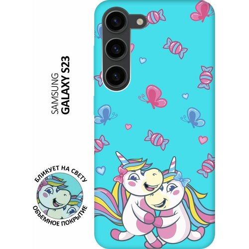 Матовый чехол Unicorns and Candies для Samsung Galaxy S23 / Самсунг С23 с 3D эффектом мятный матовый чехол scratchy and fish для samsung galaxy s23 самсунг с23 с 3d эффектом мятный