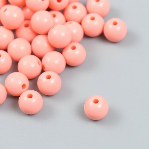 Бусины пластик Кораллово-розовые глянец набор 25 гр d 1 см