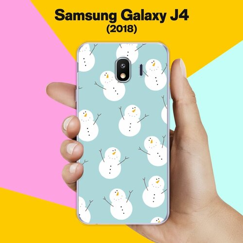 Силиконовый чехол на Samsung Galaxy J4 (2018) Снеговики / для Самсунг Галакси Джей 4 2018 силиконовый чехол на samsung galaxy j4 2018 рождественский пейзаж для самсунг галакси джей 4 2018