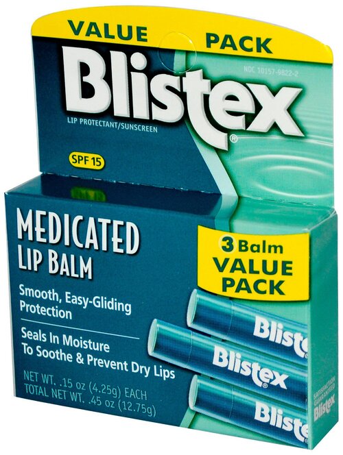 Blistex Набор бальзамов для губ Medicated, 3 шт., бежевый