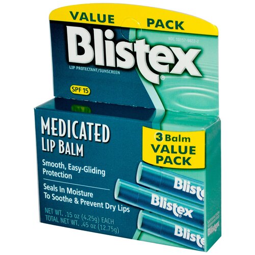 Blistex Набор бальзамов для губ Medicated, 3 шт., бежевый