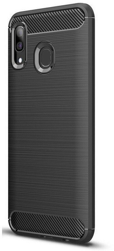 Накладка силиконовая для Samsung Galaxy A40 A405 карбон и сталь черная