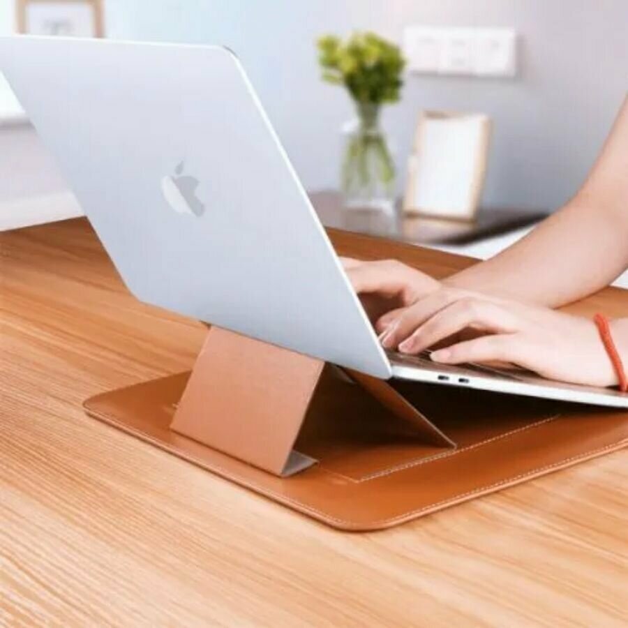 Чехол-подставка для ноутбука WiWU Skin Pro Portable Stand Sleeve для MacBook Pro 14.2 дюймов (кожаный) - Коричневый