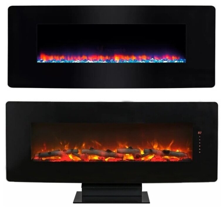 Электроочаг InterFlame Relax 48 GLX, 7 цветов пламени, панорамное остекление