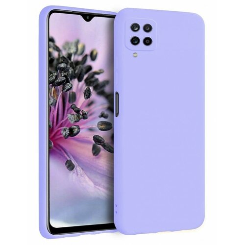 горящие скидки samsung soft clear cover a12 transparent Накладка силиконовая Silicone Cover для Samsung Galaxy A12 A125 / Samsung Galaxy M12 сиреневая