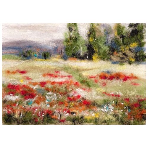 Картина шерстью «Среди цветов», 15x21 см, Woolla