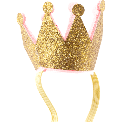 Корона тканевая, на резинке, Розовое Золото, с блестками, 3,5*4,3 см, 1 шт. карнавальная корона мягкая