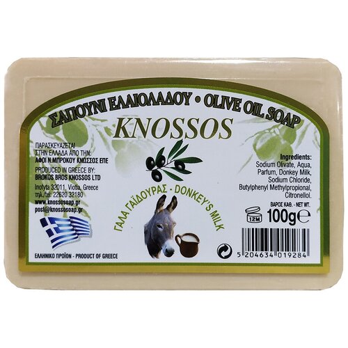 Натуральное оливковое мыло с молоком ослицы, KNOSSOS, Греция, 100г