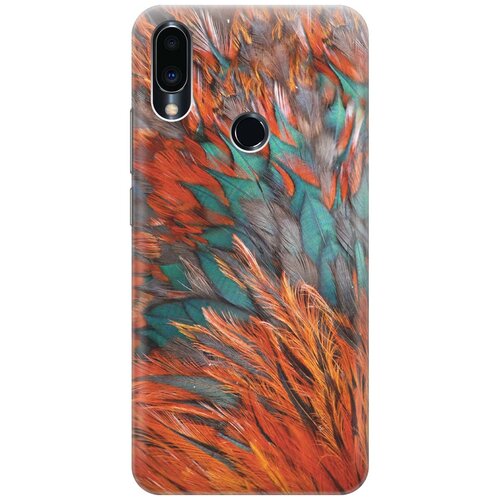 фото Cиликоновый чехол на meizu note 9 / мейзу ноут 9 с принтом "разноцветные перья" gosso