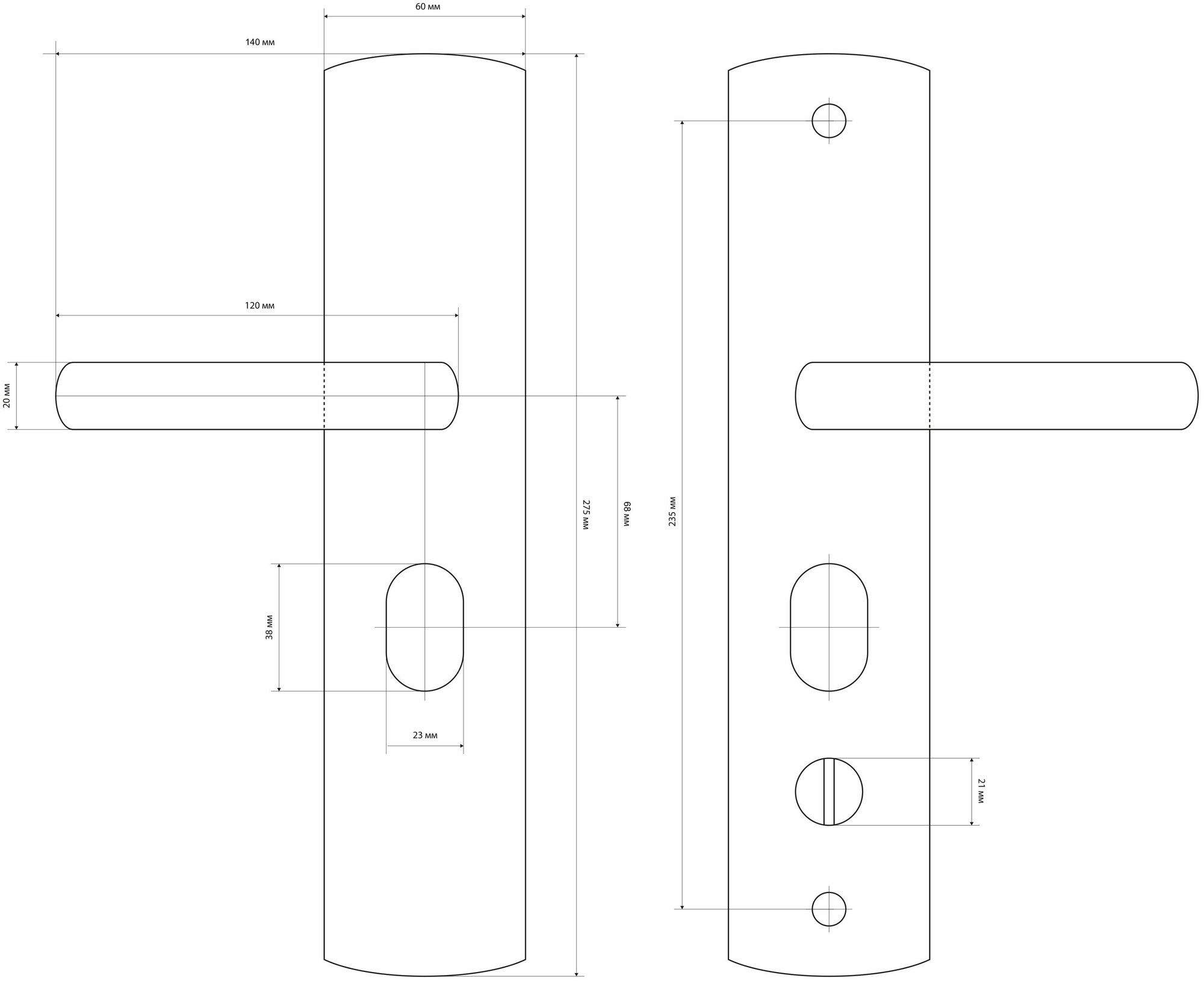 Комплект ручек для китайских металлических дверей РН-СТ217-R правая - фотография № 3